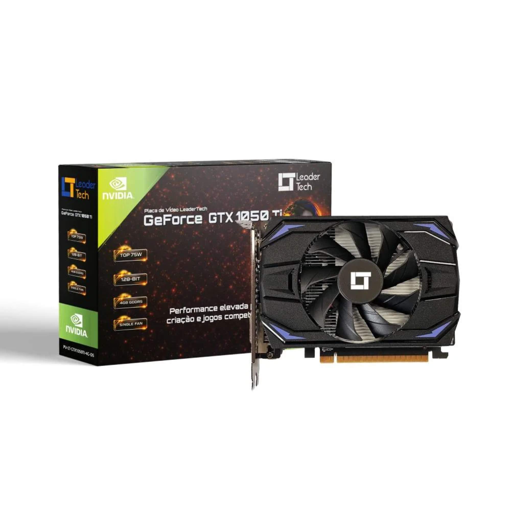 Placa De Vídeo GeForce GTX1050Ti LEADERTECH 4GB DDR5 128 bits - PV-LT-GTX1050TI-4G-D5
