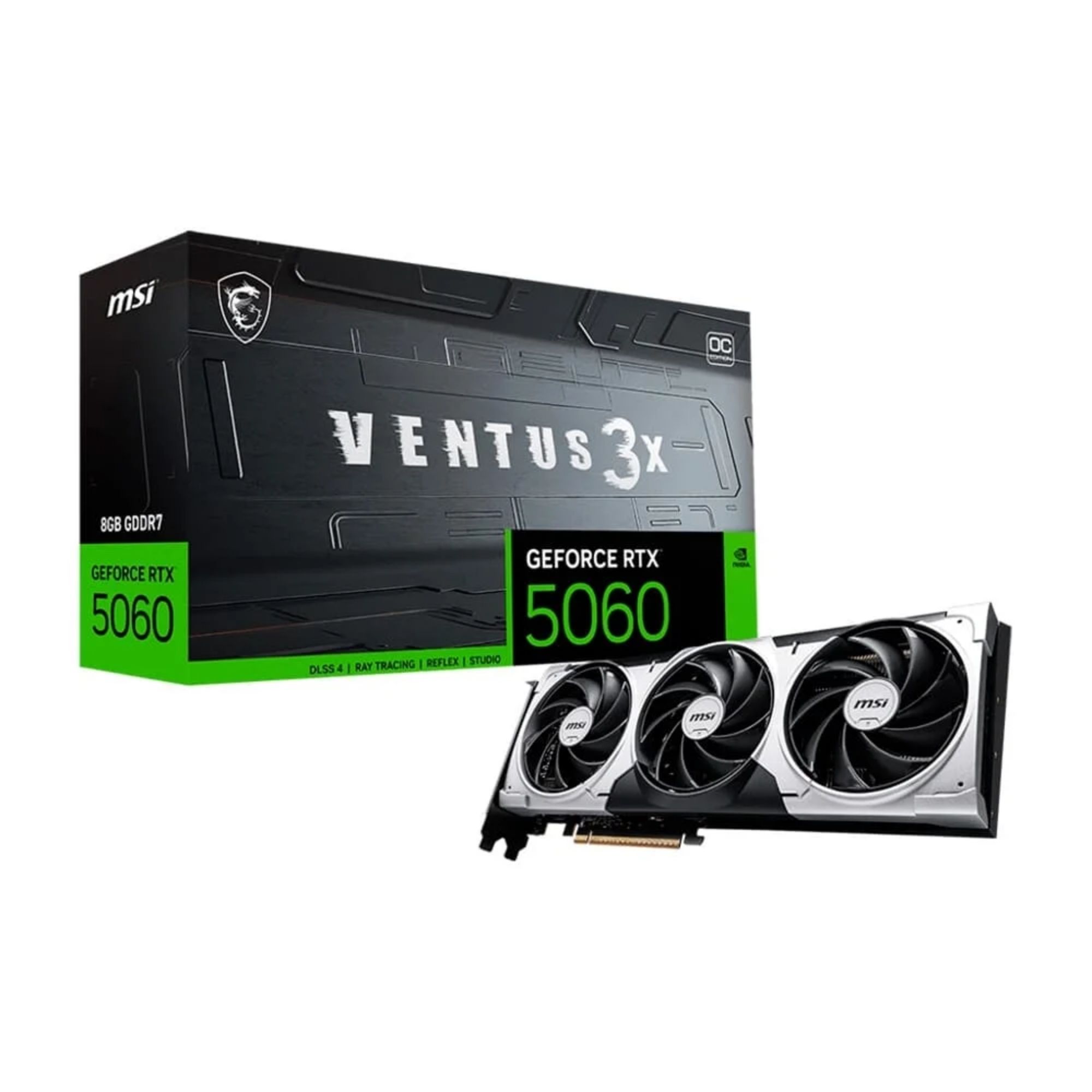 Placa de Vídeo MSI RTX 5060 8G VENTUS 3X OC NVIDIA Geforce, 8GB, GDDR7, 128bits, DLSS 4, Triple Fan