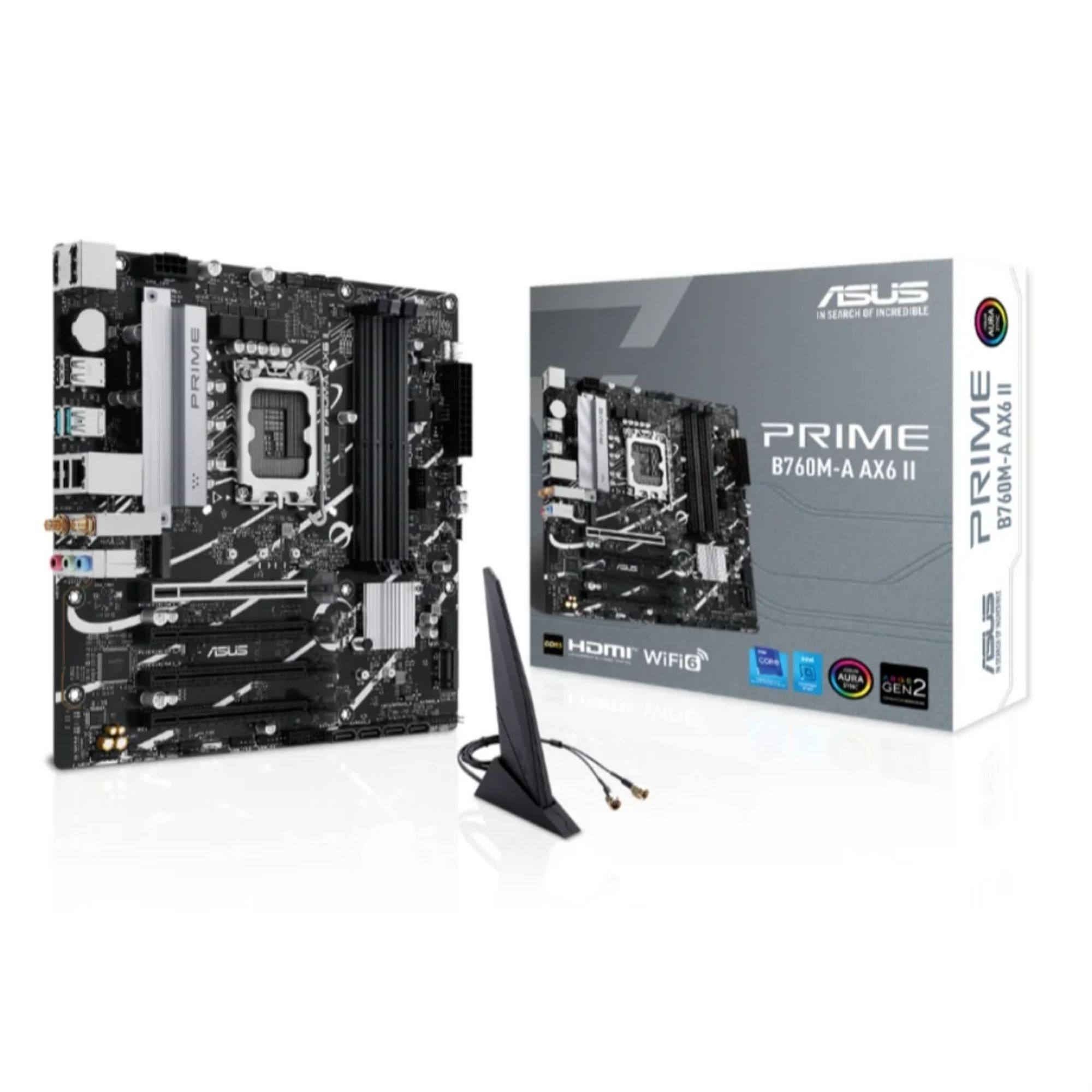 Placa Mãe Asus Prime B760M-A AX6 II, Intel LGA 1700, Matx, Wf/blt, DDR5