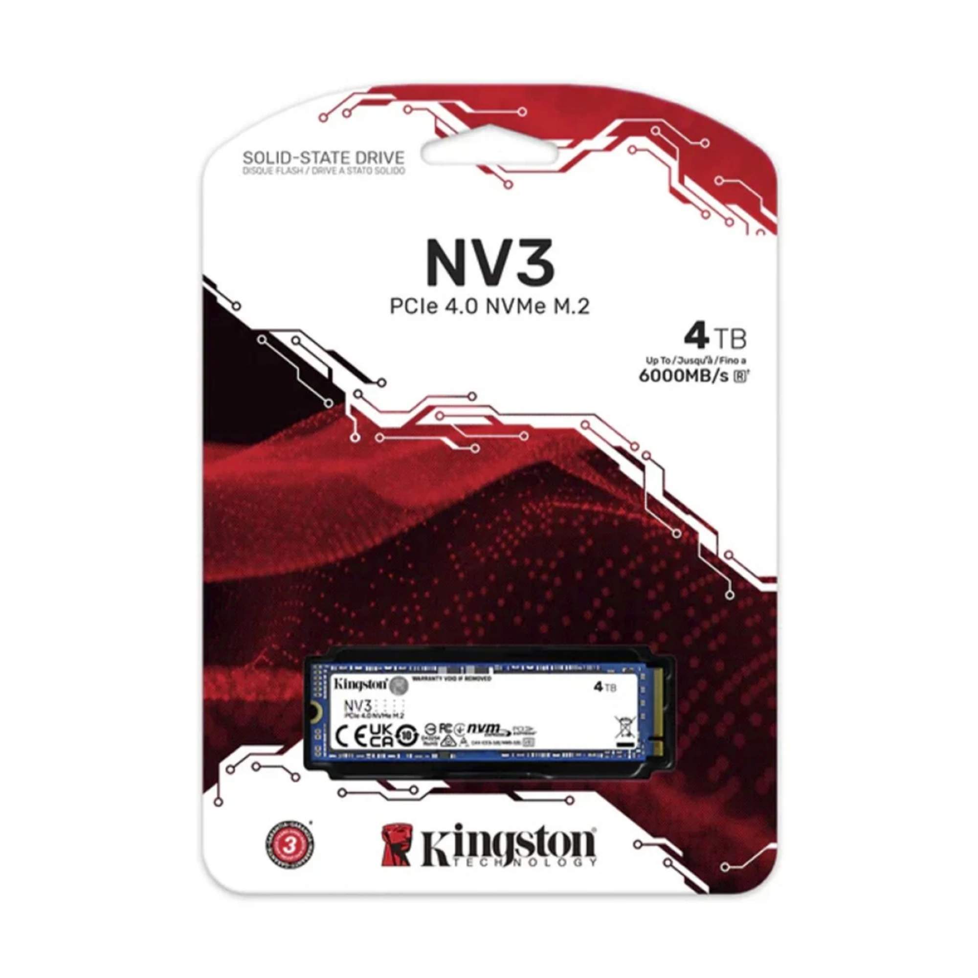 SSD Kingston NV3, 4TB, M.2 NVMe, 2280, PCIe 4.0, Leitura 6000MBs e Gravação 5000MBs - SNV3S/4000G